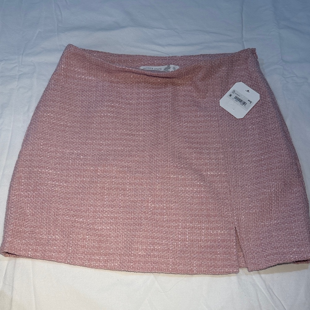 Altar’d State Chic Pink Tweed Skirt